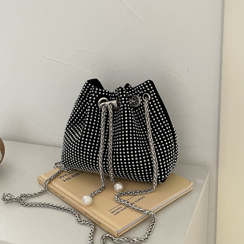 Wholesale Rhinestone Bag Chain Full Rhinestone Bucket Bag Shoulder Bag