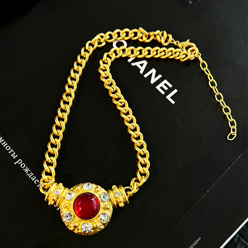 Wholesale Gut Alloy Diamond Medieval Style Retro Ladies Clavicle Chain Necklace