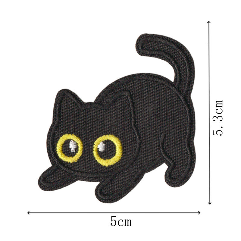 Wholesale Chic Black Cat Embroidered Patches Iron On Funny Mood Cat Set Of 9 For Clothing Repair And et Decoration