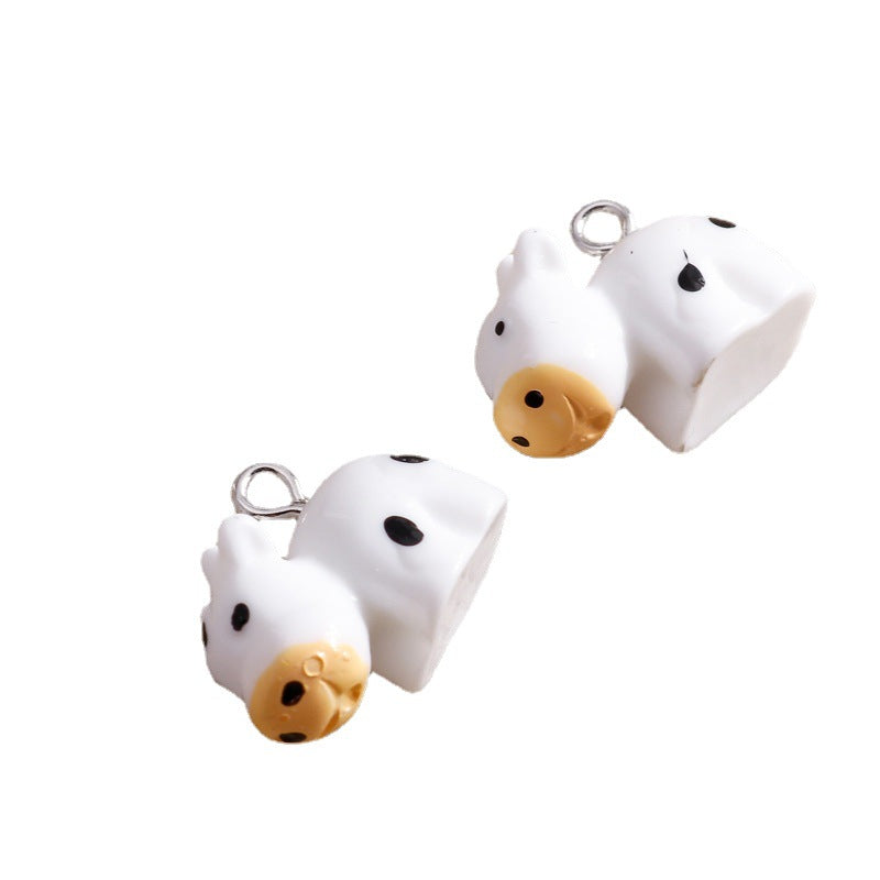 Wholesale 10 PCS/PACK of Cartoon Cow Resin Accessories DIY Keychain Jewelry Pendant
