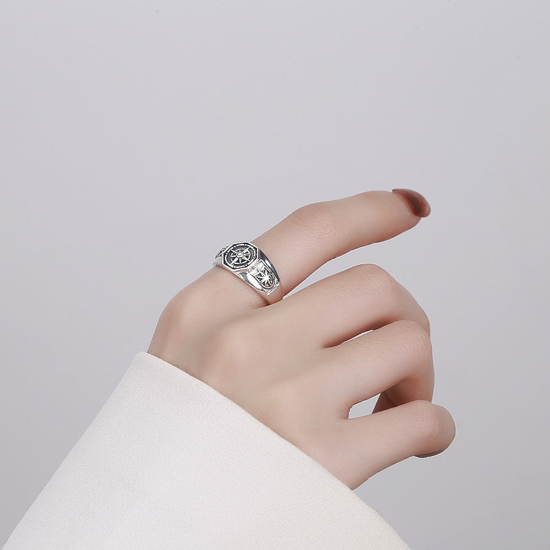 Wholesale Sterling silver retro anime magic circle pattern open ring
