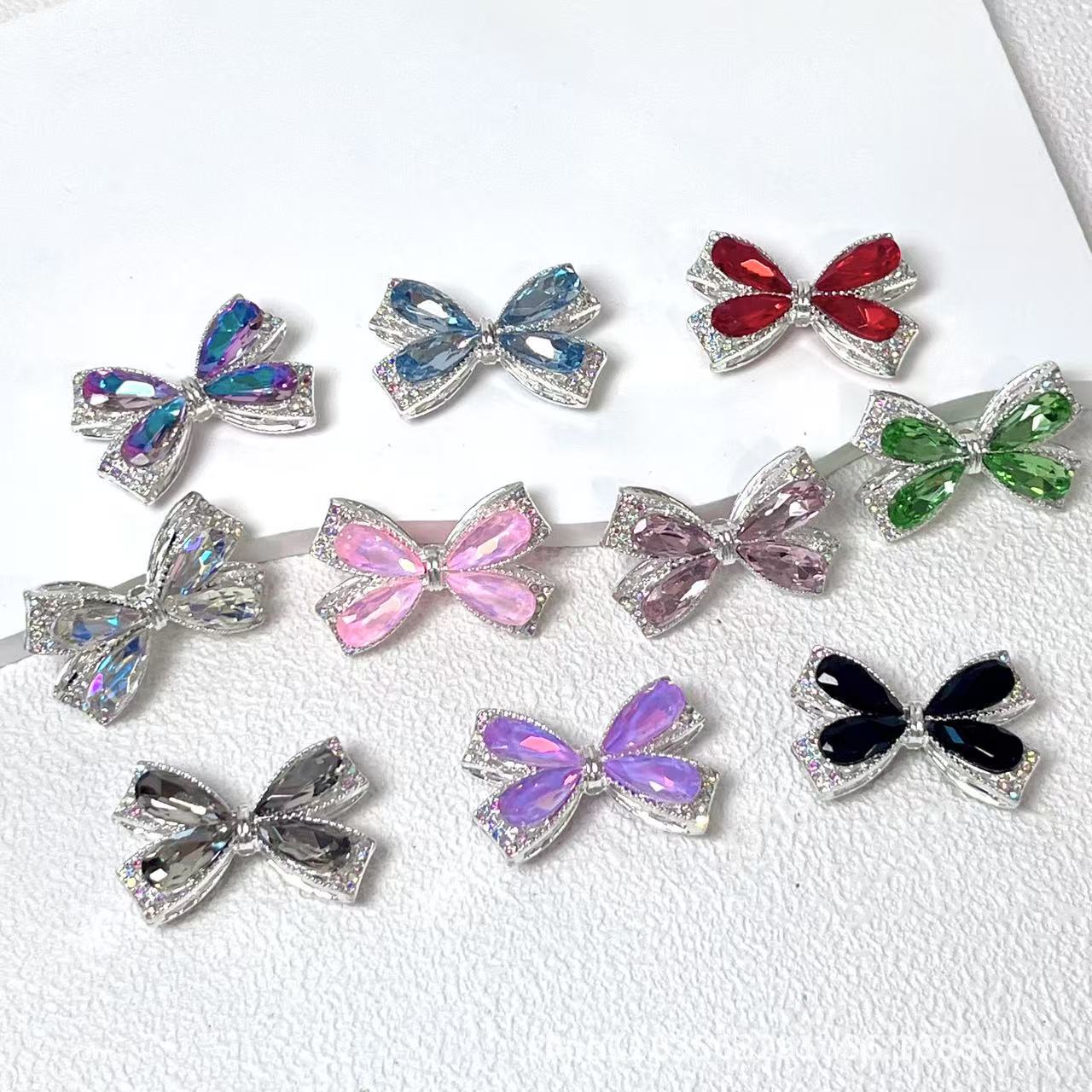 Wholesale 10pcs Colorful crystal bowknot straight-hole Crystal Beads