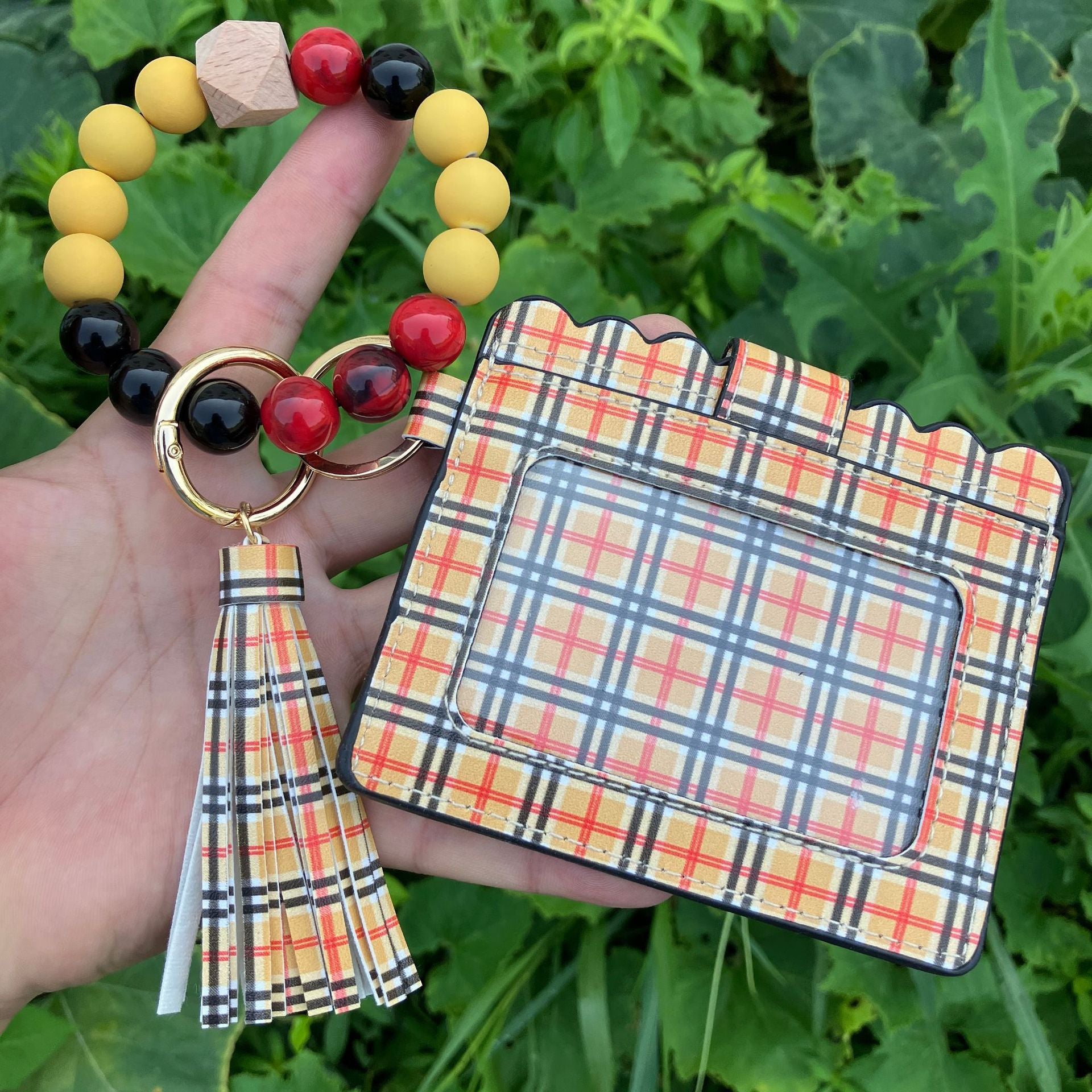 Wholesale Leopard Print Butterfly Beaded Bracelet Keychain