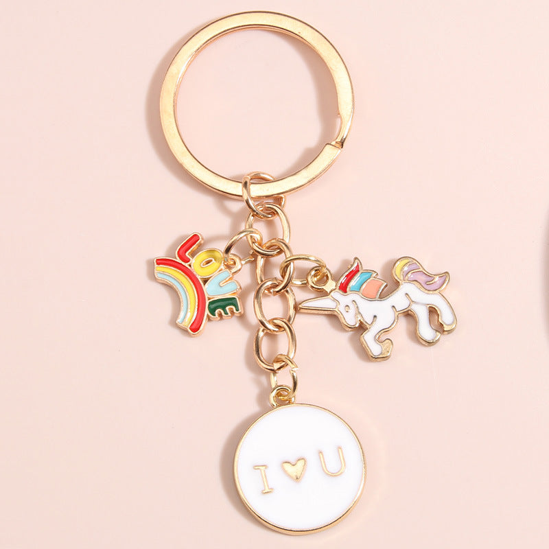 Wholesale Cartoon Rainbow Horse Unicorn Keychains