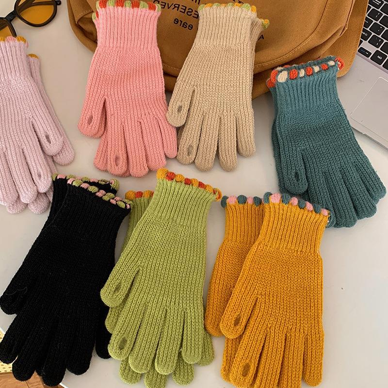 Wholesale Fingerless Candy Color Windproof Warm Gloves