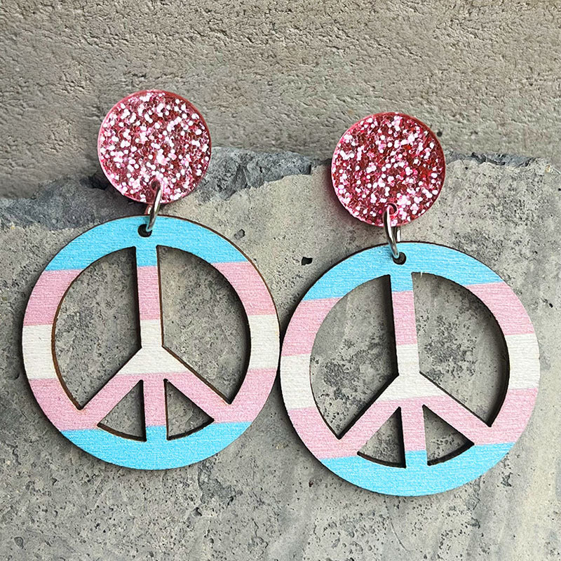 Wholesale 2 pairs/pack Rainbow Wooden Shiny Acrylic Earrings