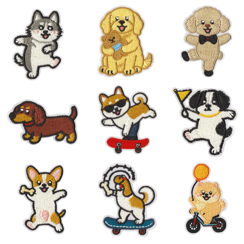 Wholesale Cute Dog Embroidery Patch Set 9Pcs Iron On DIY Backpack Jeans Decorative Applique For Gift And Resale