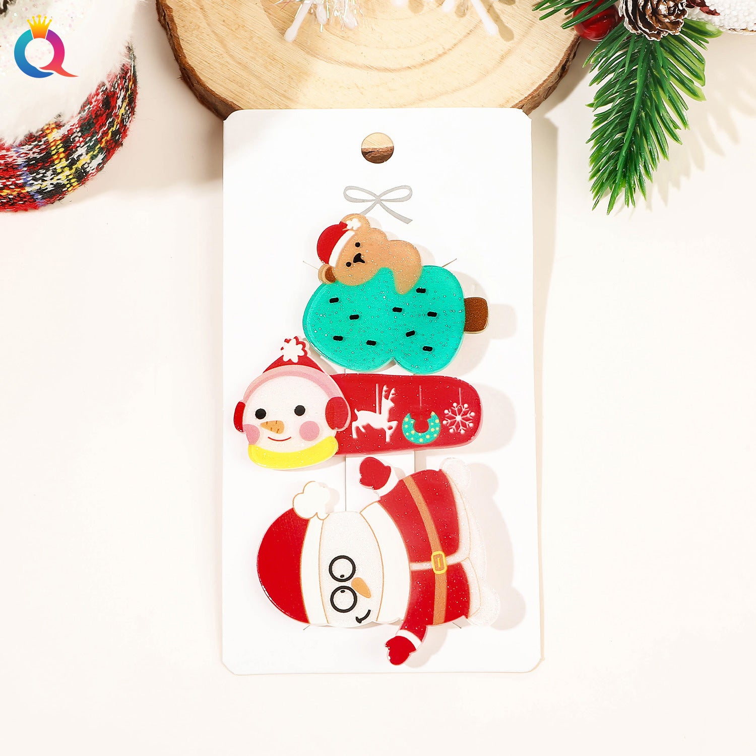 Wholesale 3pcs/pack Christmas Small Hairpin Card Cartoon Cute Bangs Clip Crushed Hair Top Clip