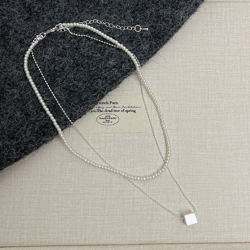 Wholesale Japanese and Korean Silver Brushed Heart Design Necklace Women' s