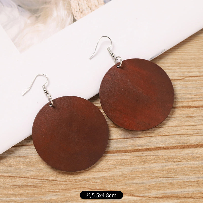 Wholesale Retro wooden exaggerated earrings Chinese ethnic style