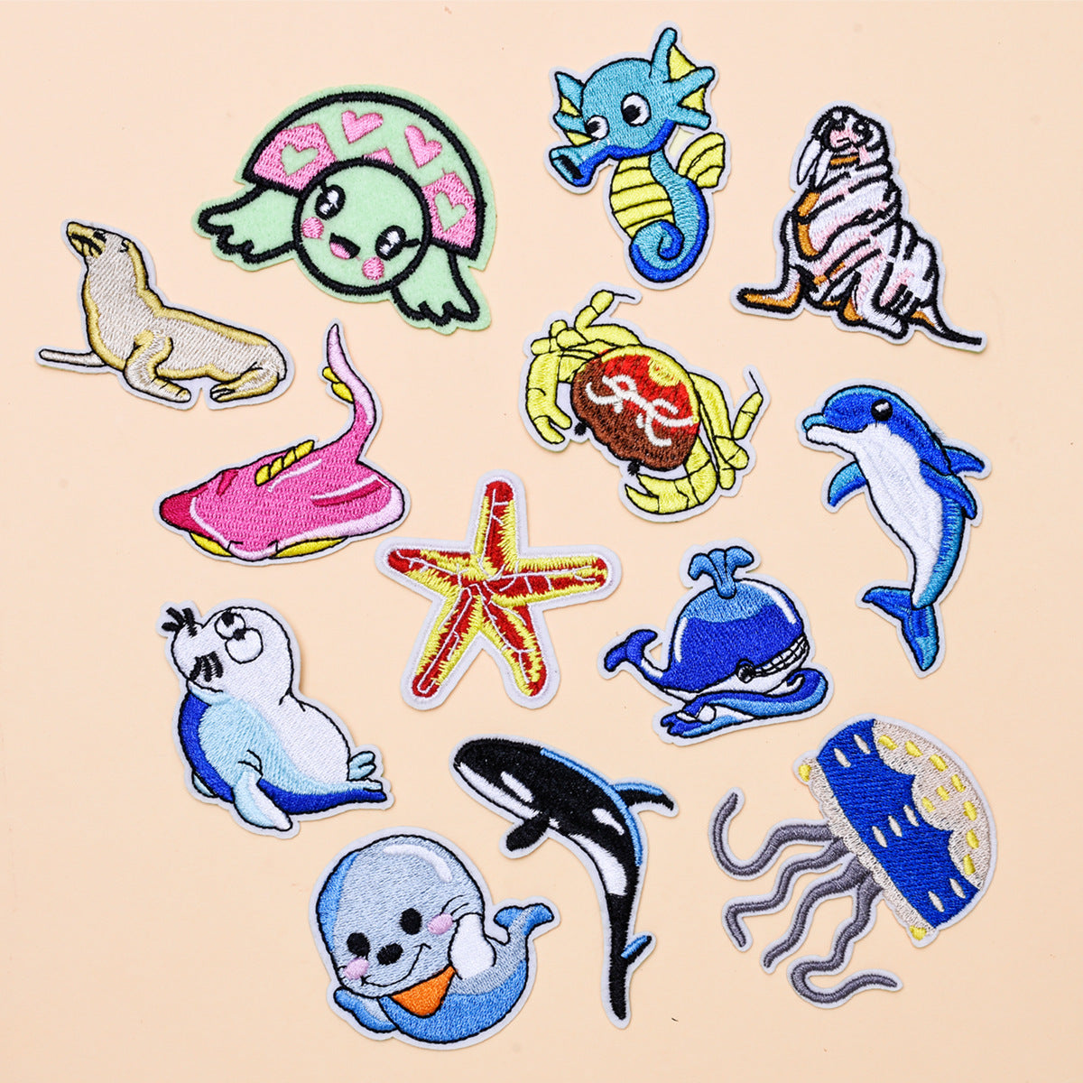 Wholesale Cartoon Ocean Animal Embroidered Patches DIY Sewing Craft Clothing Decoration Chic Fashion Accessory Boutique Resale