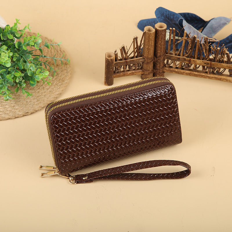 Wholesale Simple Woven Zipper Long Wallet for Women
