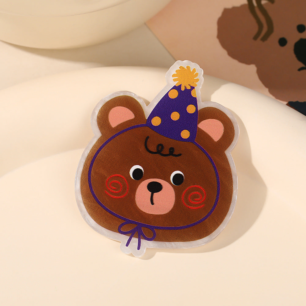 Wholesale 10pcs Cartoon Birthday Hat Bear Sweet Acrylic Patch