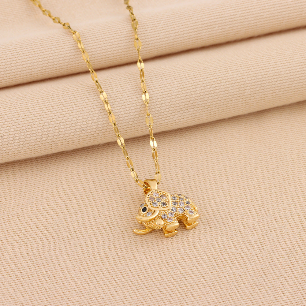 Wholesale of Small Elephant Titanium Steel Necklaces