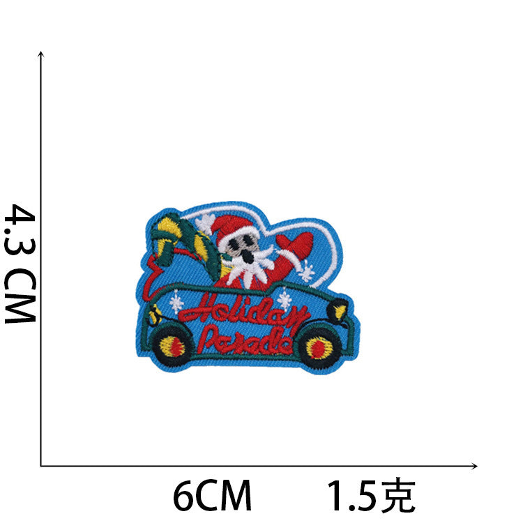 Wholesale Stylish Christmas Embroidered Patch Set Santa Snow Globe Polyester Iron On Appliques For Casual Clothing Boutique