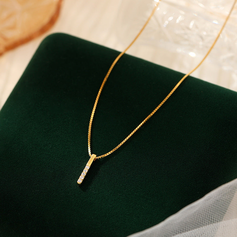 Wholesale S925 Sterling Silver Set Zircon One Character Pendant Necklace