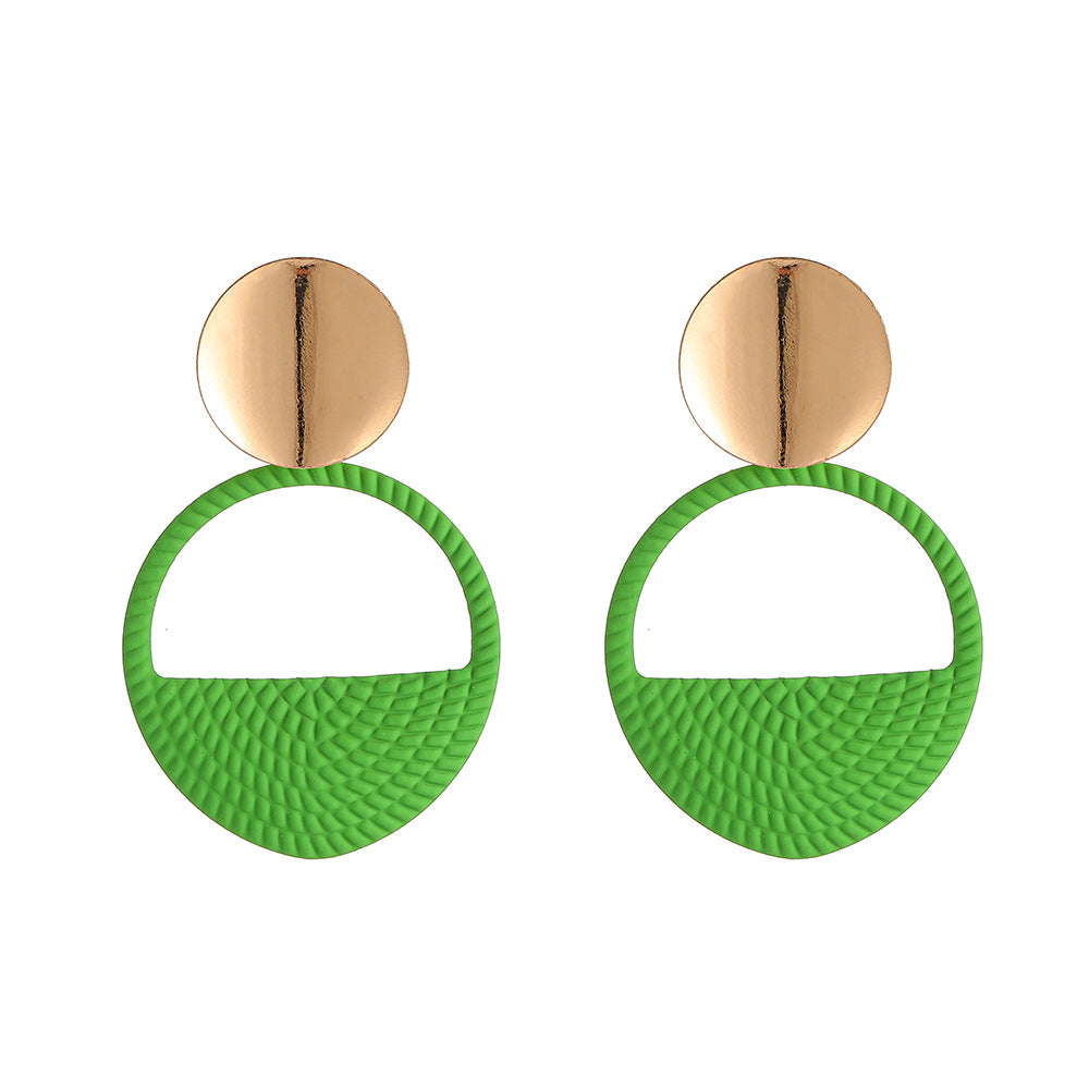 Wholesale Color Spray Painted Geometric Round Hollow Metal Earrings