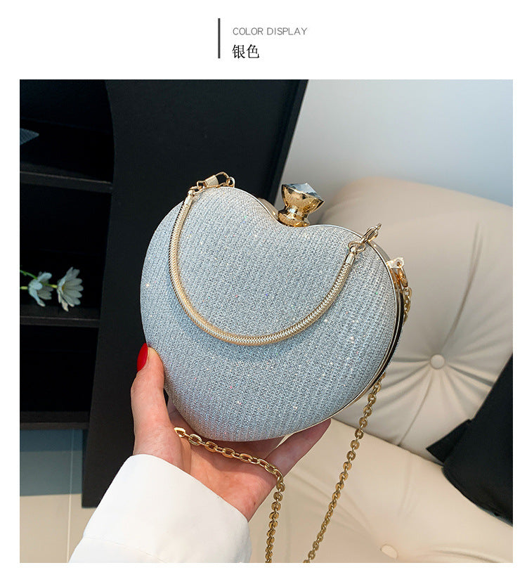 Wholesale PU Peach Heart Chain Handheld Single Shoulder Crossbody Bag