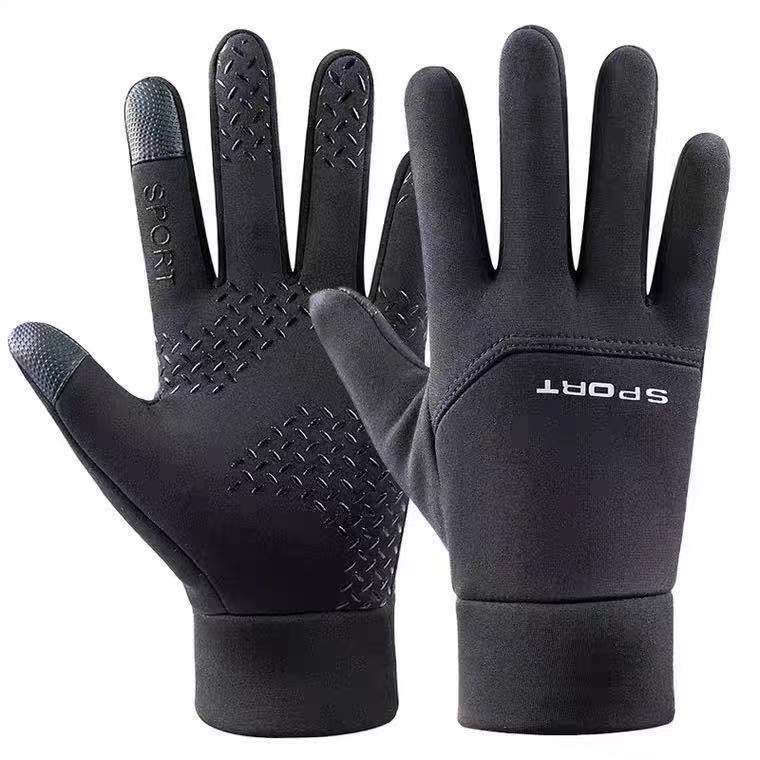 Wholesale Autumn and Winter Warm Plus Velvet Waterproof Anti-slip Touch Screen Men's Outdoor Sports Gloves