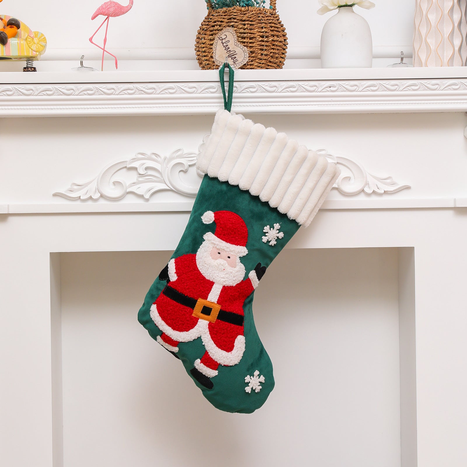Wholesale Christmas Large Size Fabric Embroidered Snowman Christmas Stockings Decorative Socks