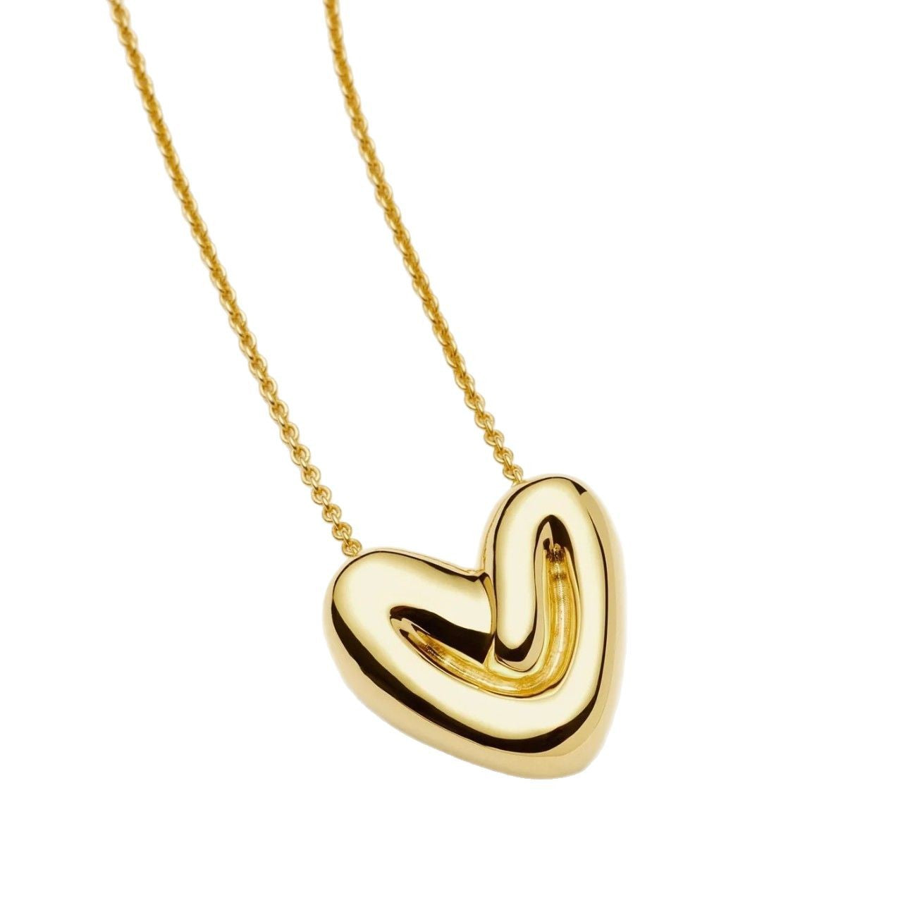 Wholesale Real gold electroplated irregular heart stacking necklace