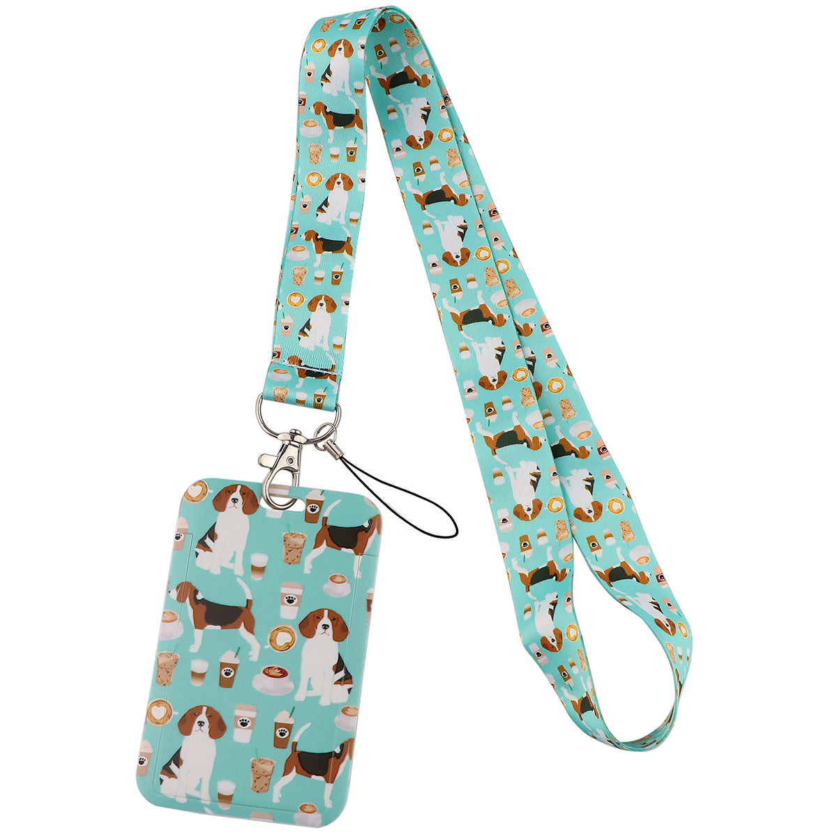 Wholesale Puppy Dog Paw Print Card Holder Webbing Polyester Lanyard Keychain