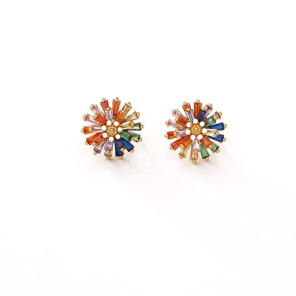Wholesale Colorful Firework Stud Earrings  Small  Zircon Necklace and Earrings