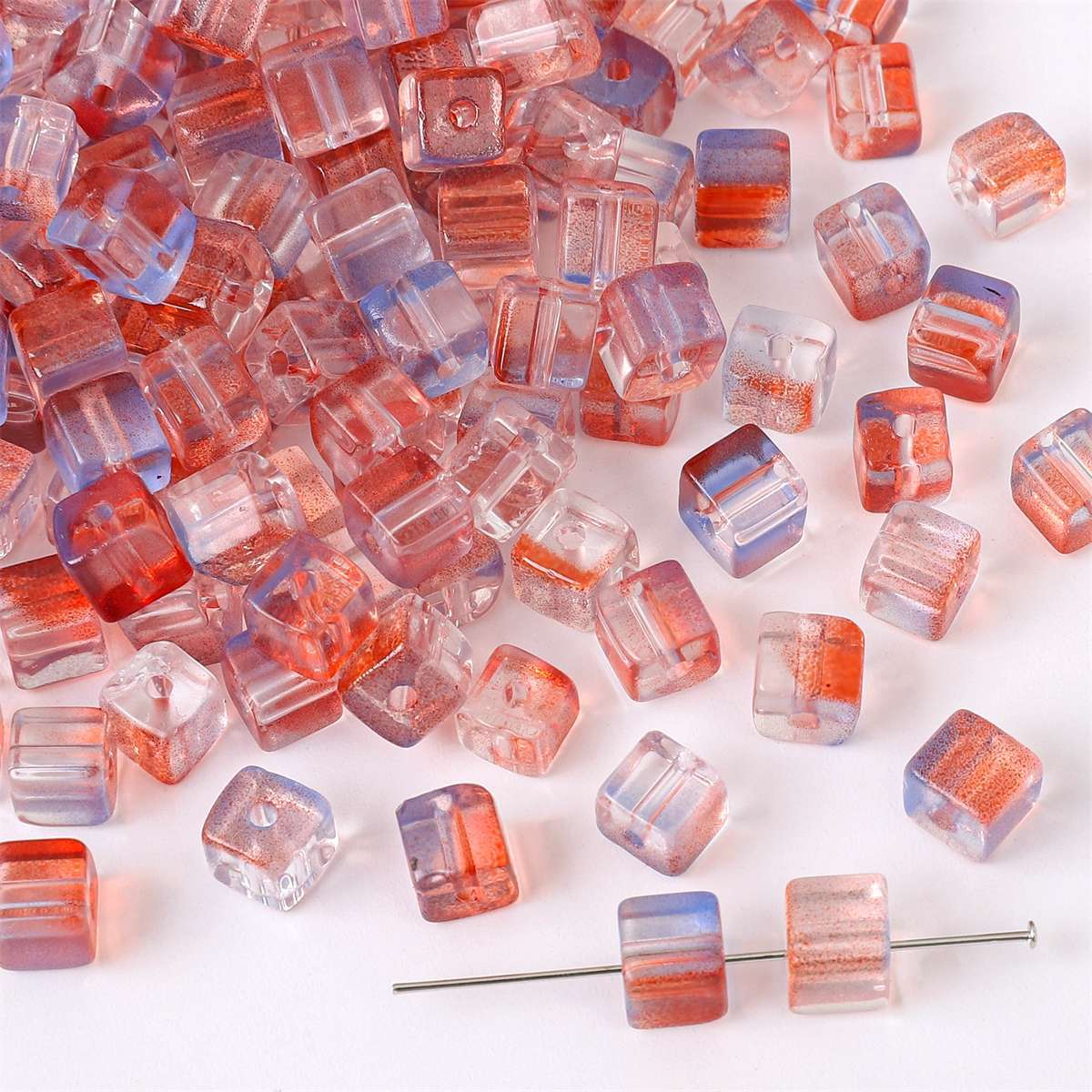 Wholesale Glass Gradient Sugar Cube Beads