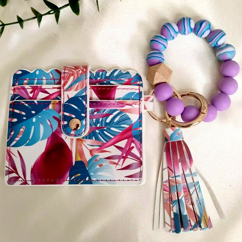 Wholesale Tassel pendant iridescent wrist key ring keychain