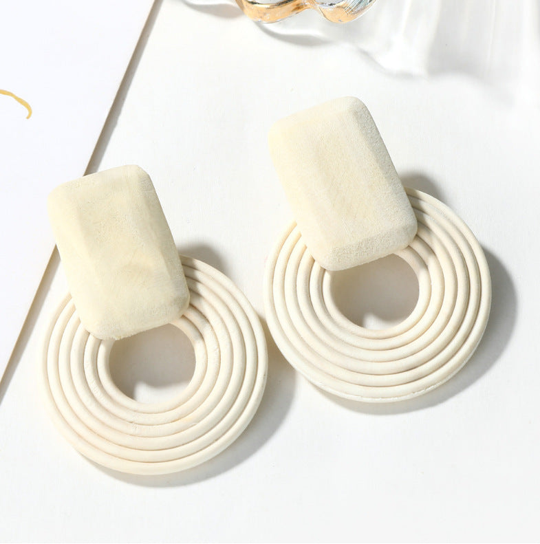 Wholesale Wooden Geometric Simple Earrings