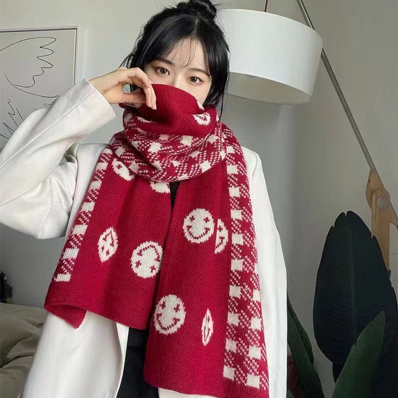 Wholesale Winter Double-sided Smiling Face Imitation Cashmere Scarves