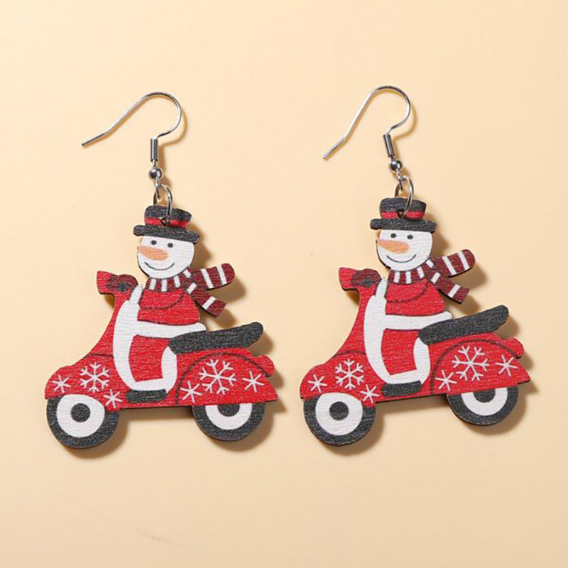 Wholesale Christmas Santa Claus Snowman Earrings Wooden Earrings