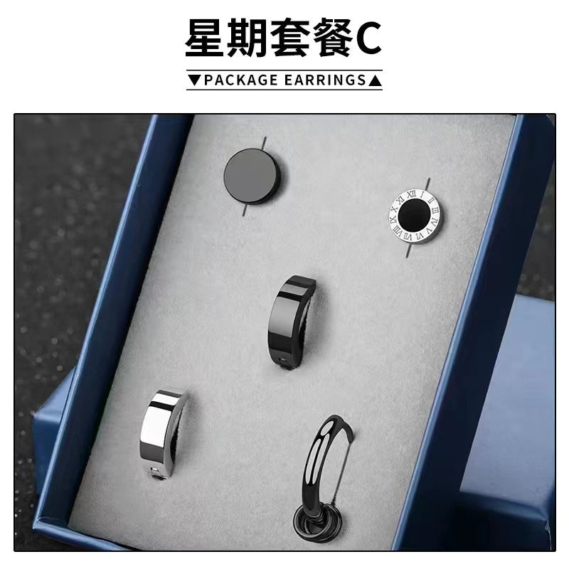 Wholesale Minimalist Titanium Steel Individual Personalized Set Trendy Earrings