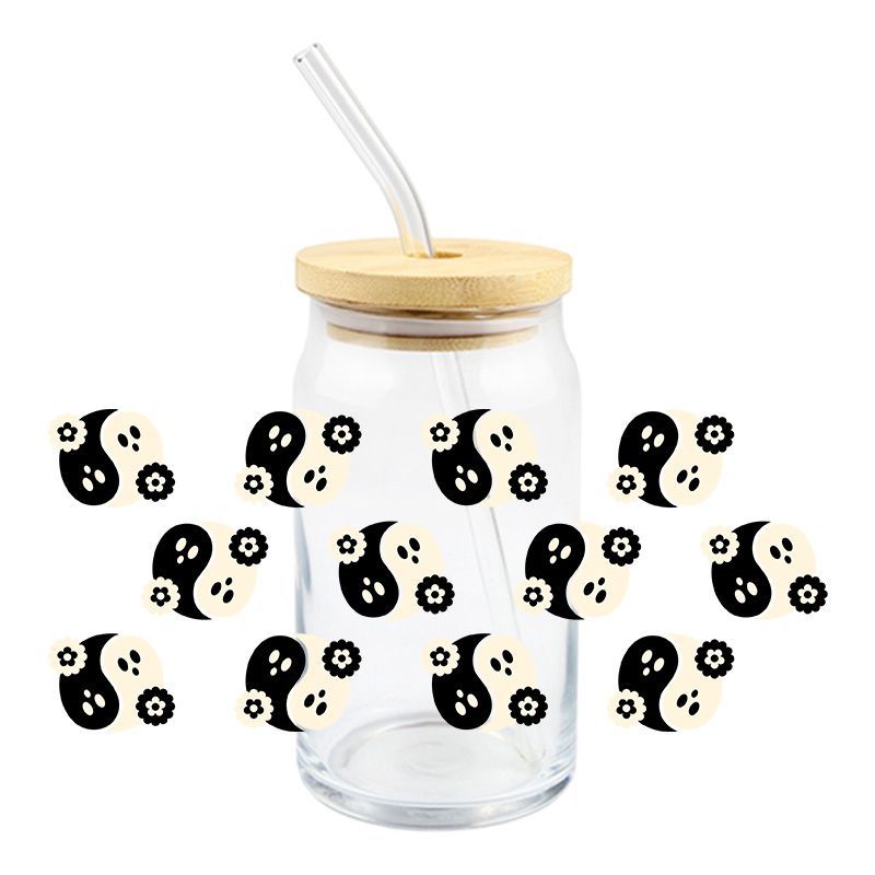 Wholesale 5pcs Pumpkin Cute Ghost Halloween 16oz Cup UV DTF Wraps