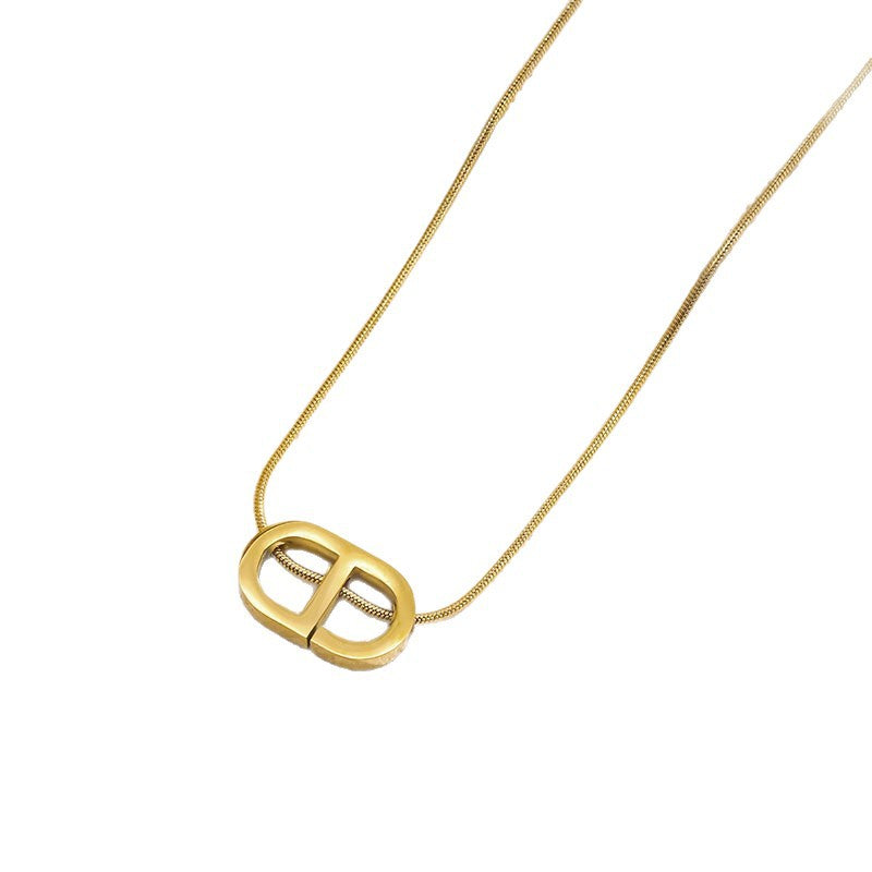Wholesale Modern Pig Nose Gold Tone Titanium Steel Pendant Necklace Chic Layering Jewelry Accessory For Women S Boutique Resale