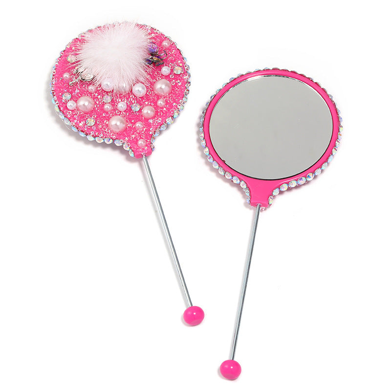 Wholesale Starry Sky Soft Sugar Beaded Handheld Makeup Mirror