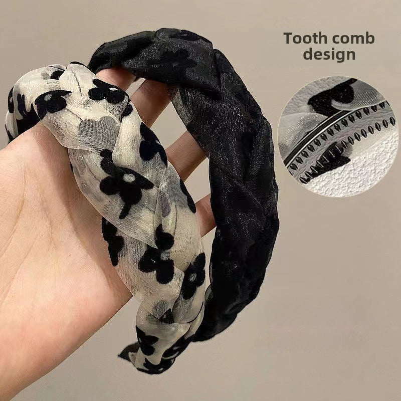 Wholesale Anti-slip toothed braid headband retro French hairpin headband