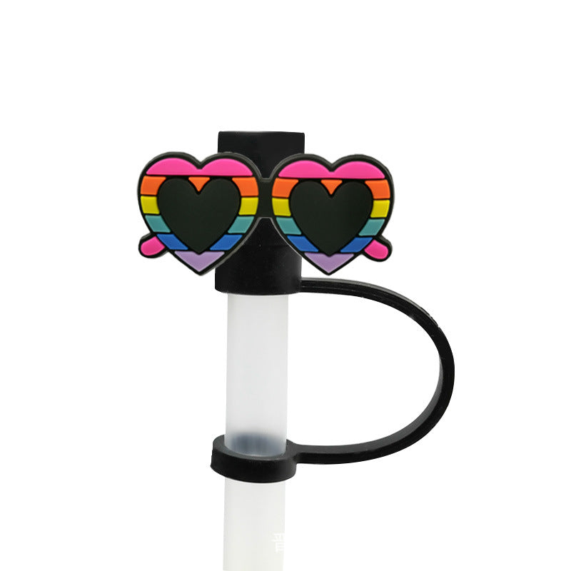 Wholesale 10pcs/pack Cute casual straw cover straw cap cartoon silicone straw dust cap dust plug