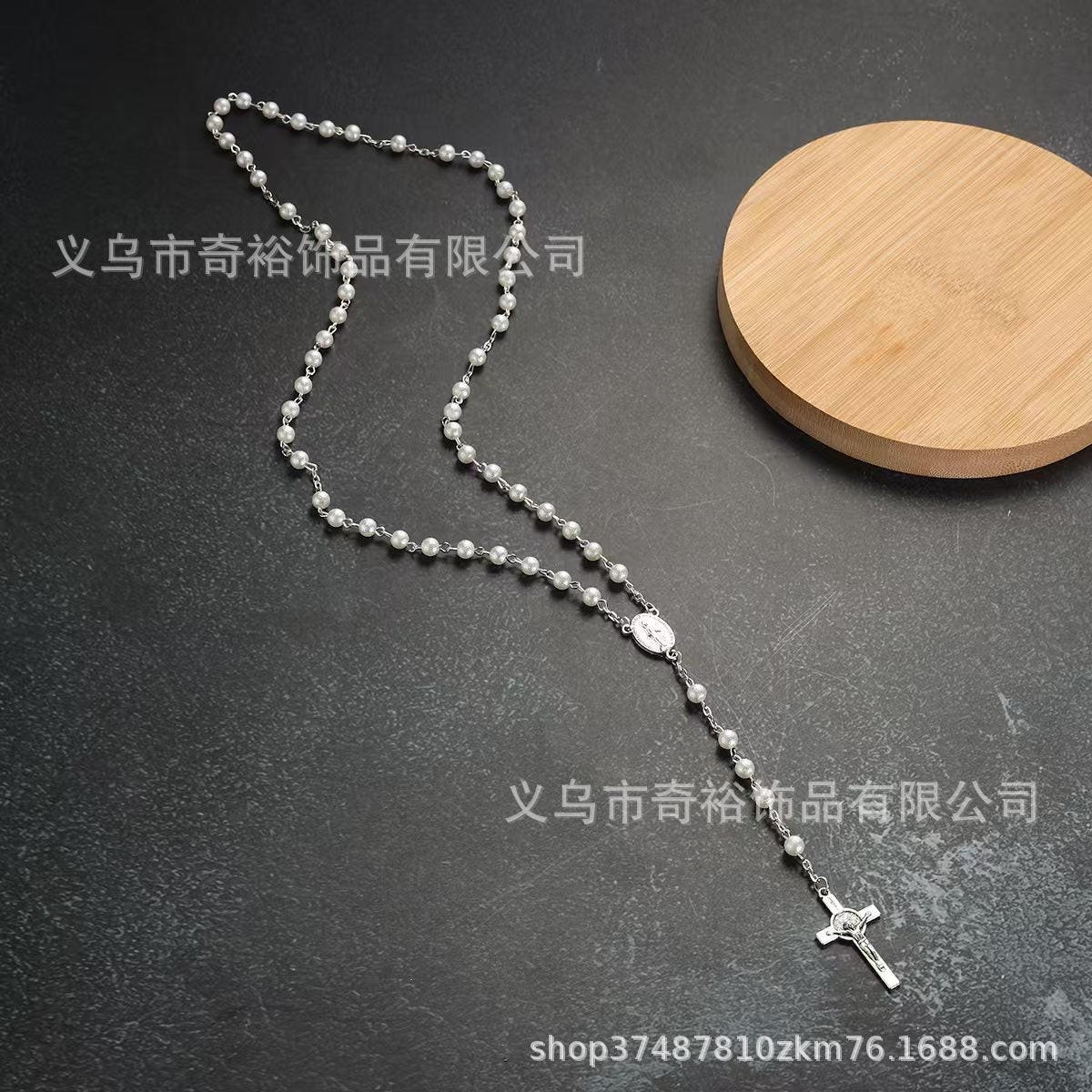 Wholesale 7pcs/pack  Pearl Cross Long Rosary Prayer Chain
