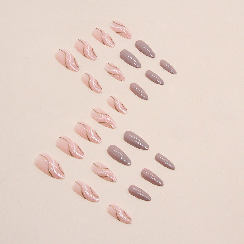 Wholesale Almond Nail Ripple Custard Almond Nail Stickers