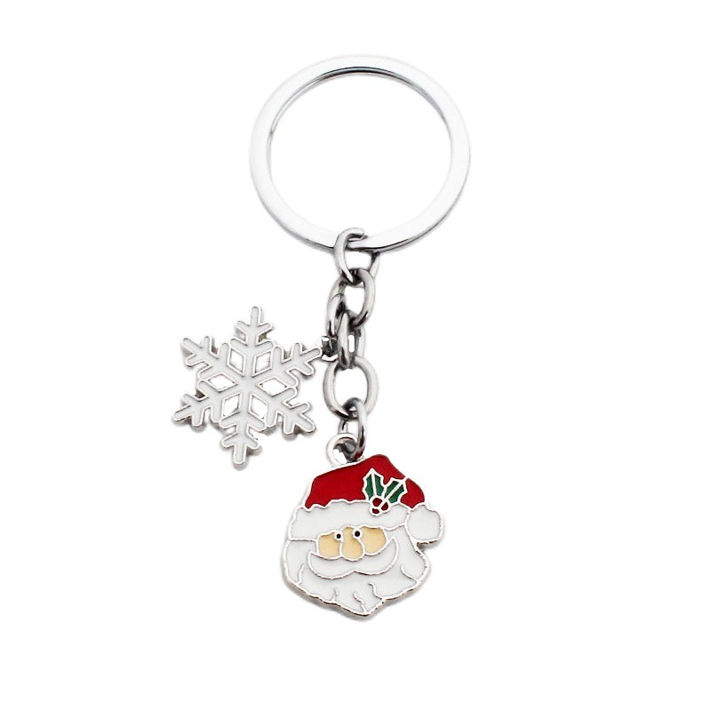 Wholesale Christmas Santa Claus Christmas Tree Drop Oil Zinc Alloy Keychain