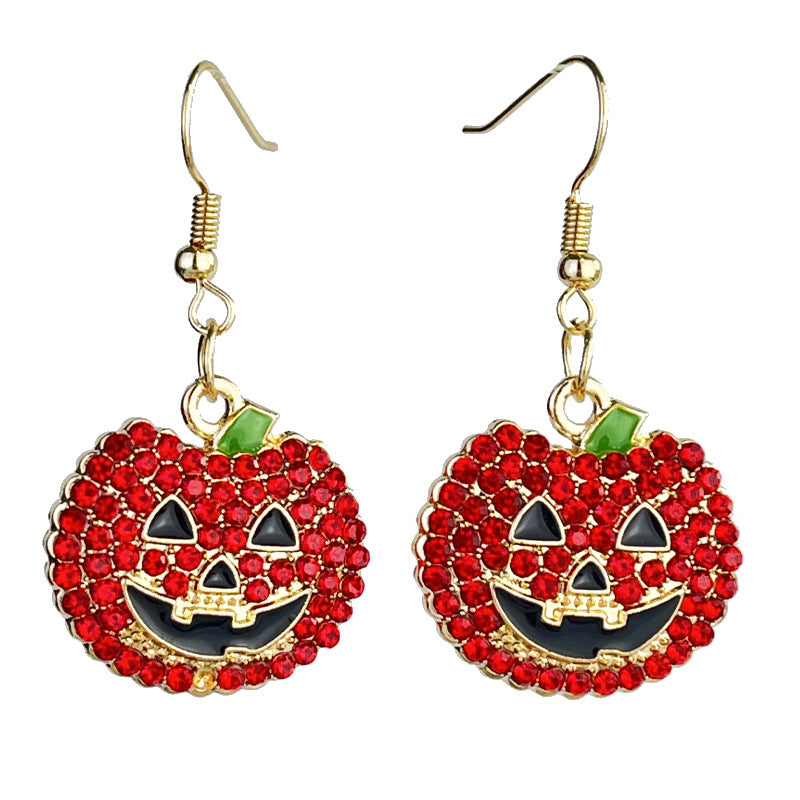 Wholesale 2 Pairs/pack Halloween Pumpkin Ghost Diamond Earrings