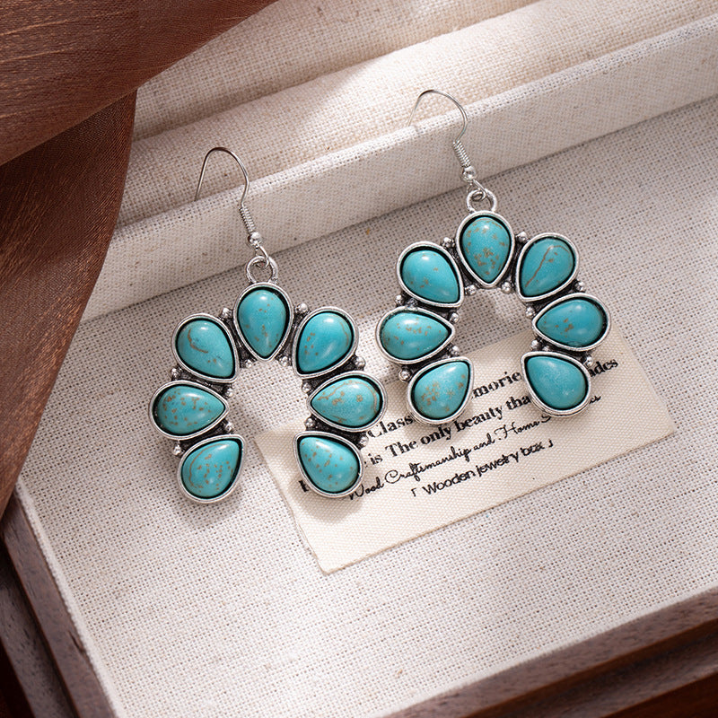 Wholesale Waterdrop Pine Stone Flower Bohemian Style Flower Earrings