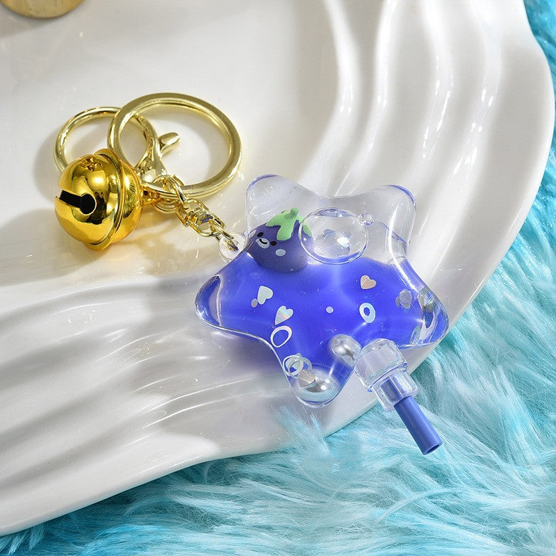 Wholesale Acrylic liquid sand bottle floating in oil keychain