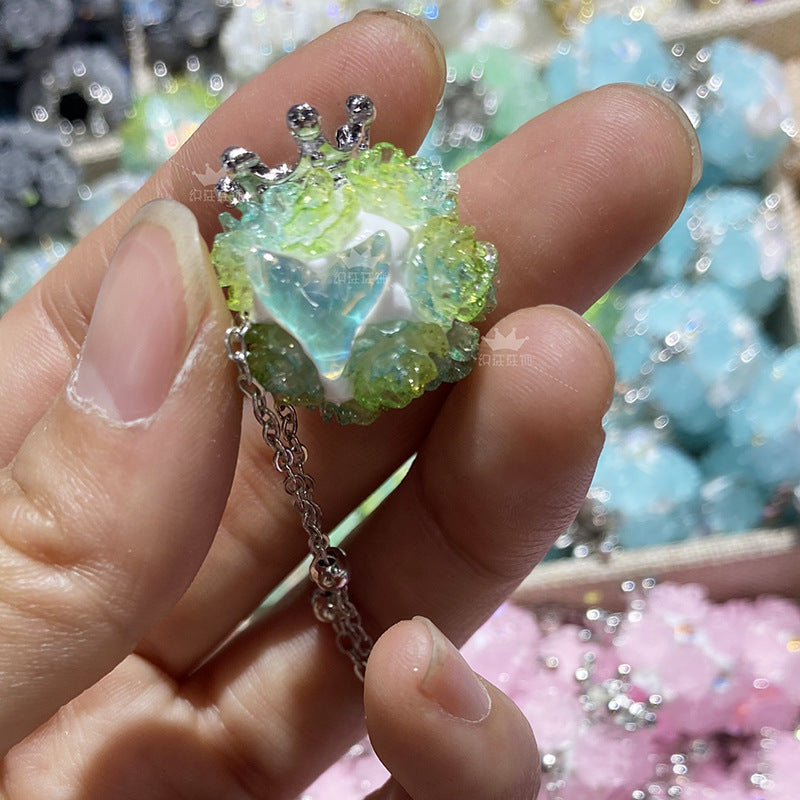 Wholesale 5PCS/PACK Crown Mermaid Tassel Soft Ceramic Drill Ball with Straight Hole Beads