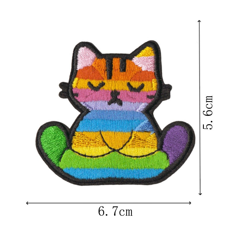 Wholesale Cute Cartoon Cat Embroidery Patches Iron On DIY Sewing Set Of 9 For Clothing Trendy Craft