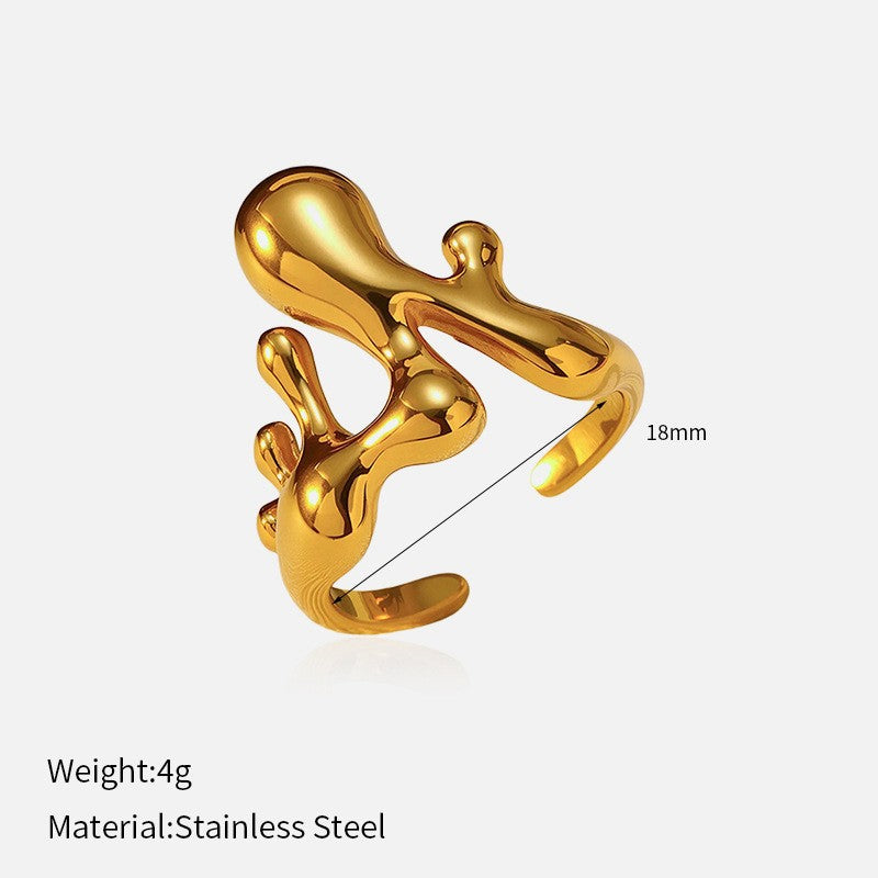 Wholesale Trendy Glossy Open Titanium Steel Ring Stainless Steel 18K Gold Plated Niche Ring