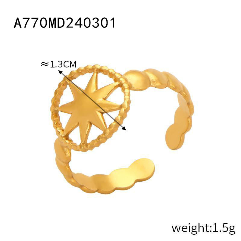 Wholesale Open Titanium Steel Gold Plated Geometric Versatile Ring