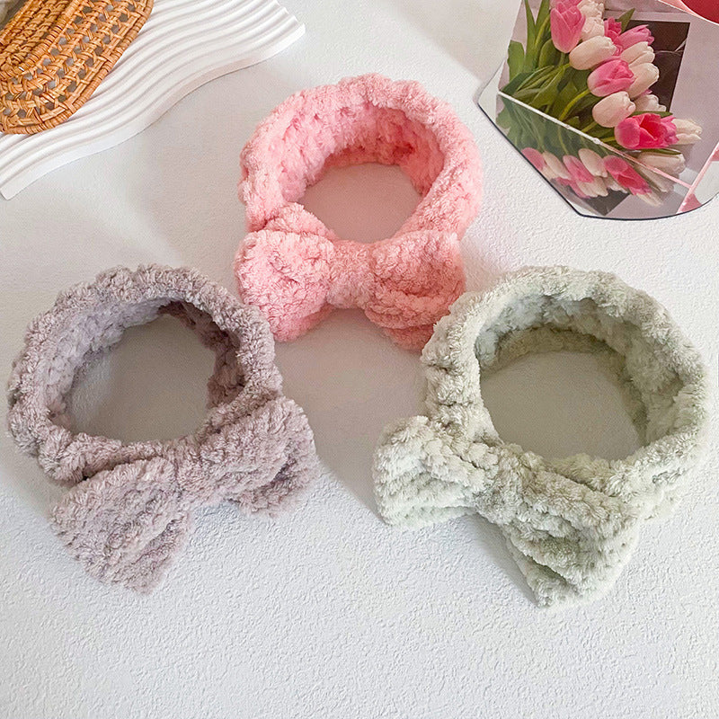 Wholesale Simple Pineapple Bow Hair Band Women's Face Wash Sports Headband Wide Edge Jewelry Cute Makeup Hair Band