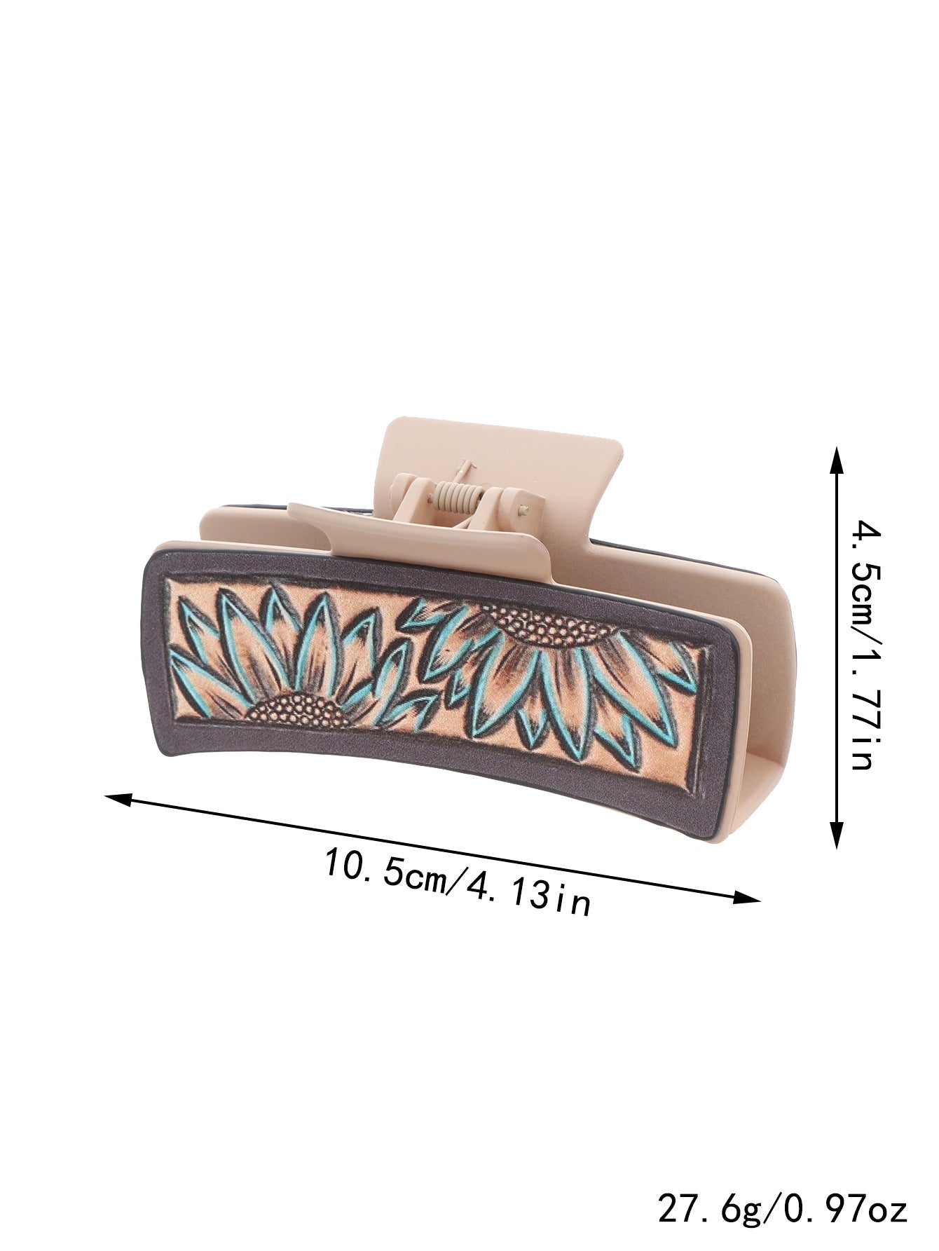 Wholesale Western Denim Wind Sunflower Milk Cow Pattern Leather Women's Hair Clip Grab Clip Shark Clip Hair Accessories Clip